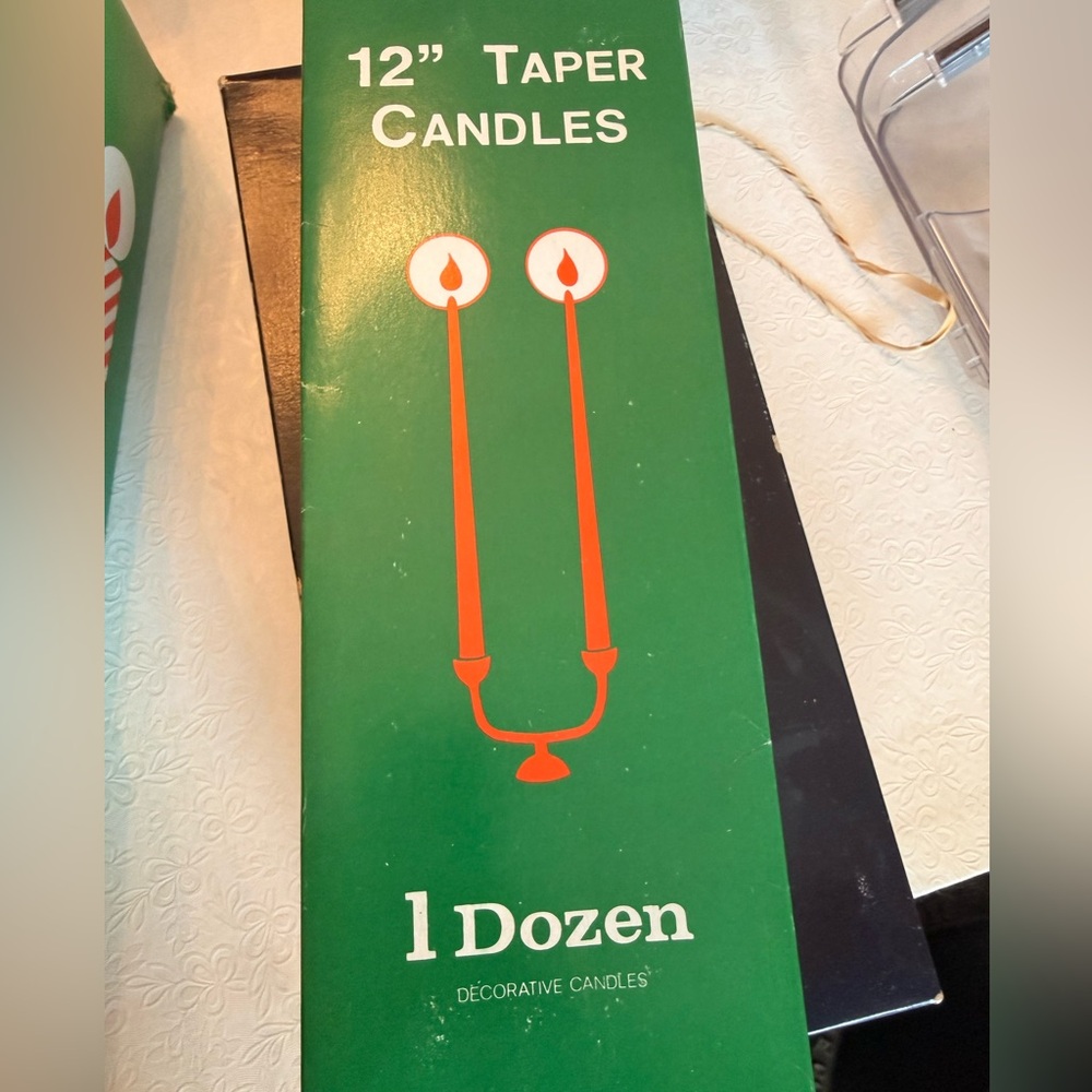 Green 12" Taper Candles - 1 Dozen